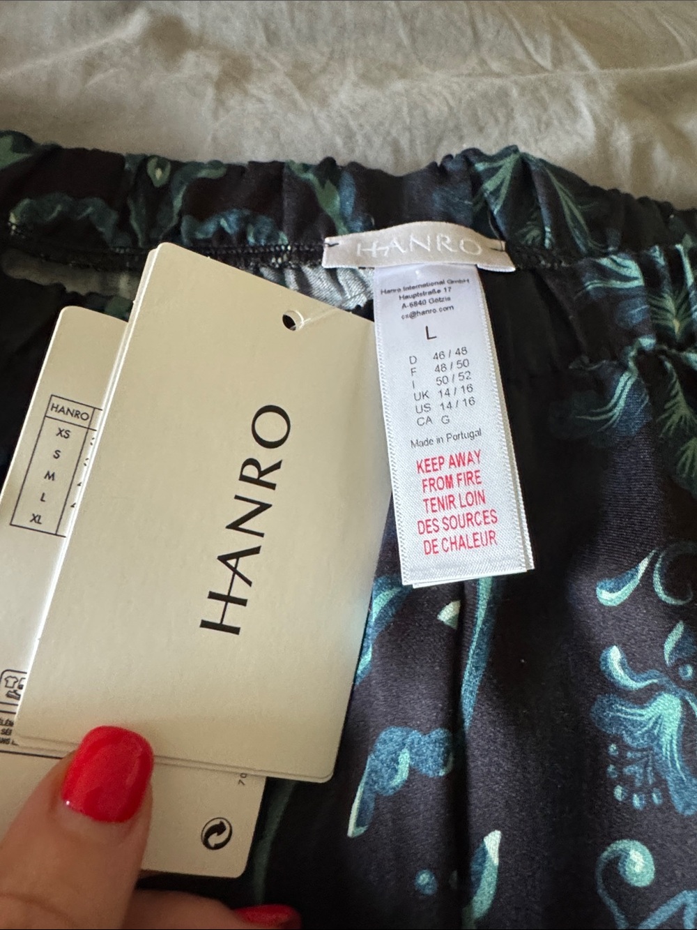 Hanro Black Pants with Teal Damask Print - Picture 2 of 3
